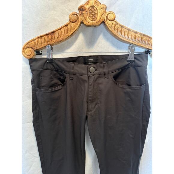 Theory Mens Raffi Pants Black Trouser Technical Twill Slim Straight Leg 30 - Picture 4 of 7